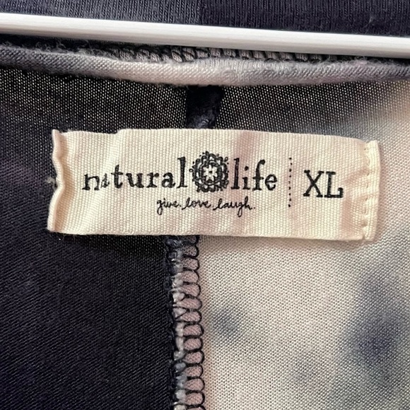 NATURAL LIFE Black Grey and White Tie-Dye Long Sleeve Dress Size XL Bohemian - Picture 2 of 10